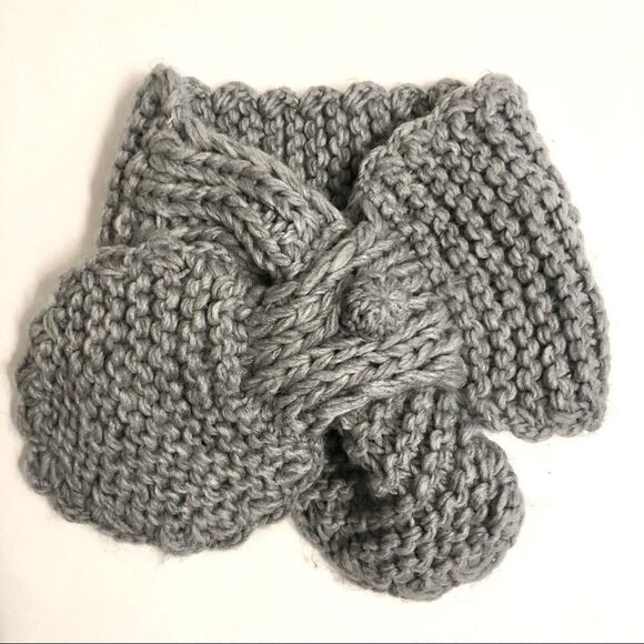 Gray Cable Knit Headband hat adjustable single button - Picture 1 of 4